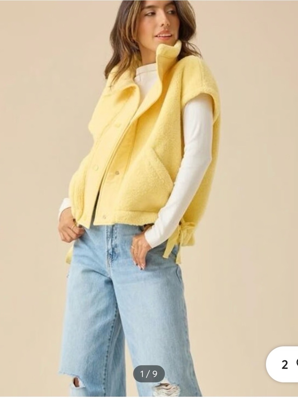Altar'd State Soft Yellow Sherpa Vest
